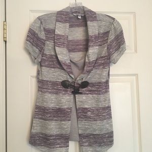 Grey & Purple Blouse with build in Cami